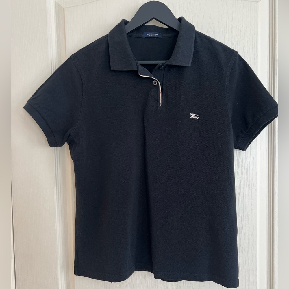 EUC Burberry Black Polo Shirt Women M